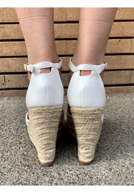 Zeppa paglia eco-pelle BIANCA