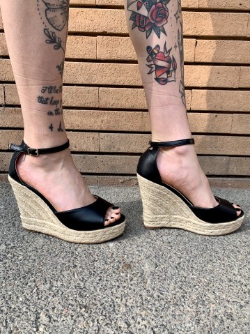 Zeppa paglia eco-pelle NERA 2