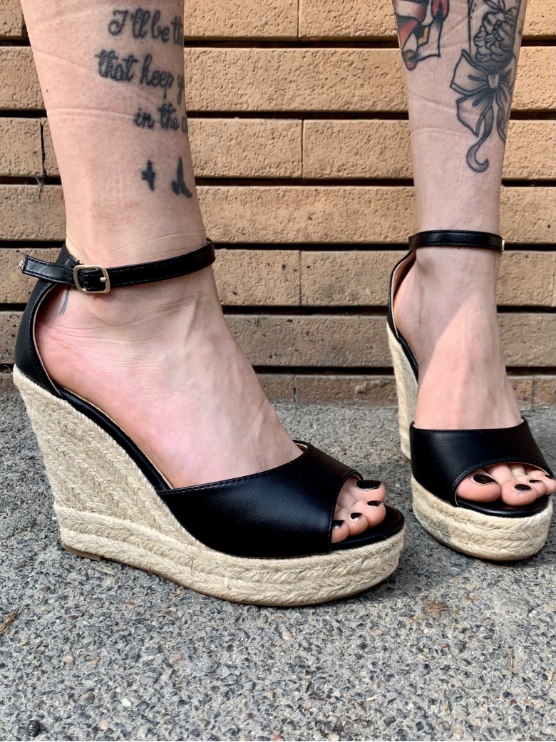 Zeppa paglia eco-pelle NERA