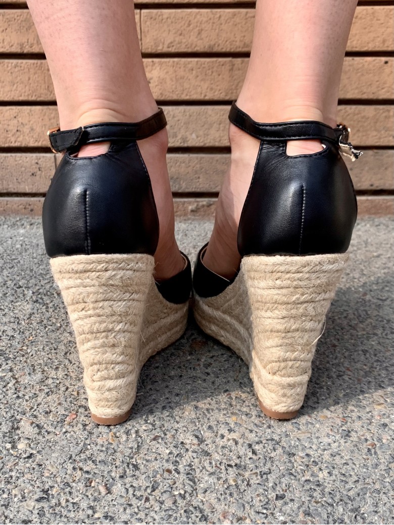 Zeppa paglia eco-pelle NERA