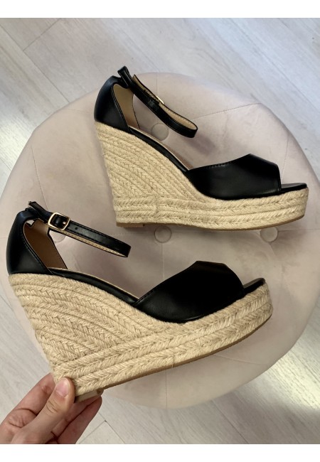 Zeppa paglia eco-pelle NERA