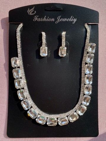 Set collana e orecchini pietre preziose argento