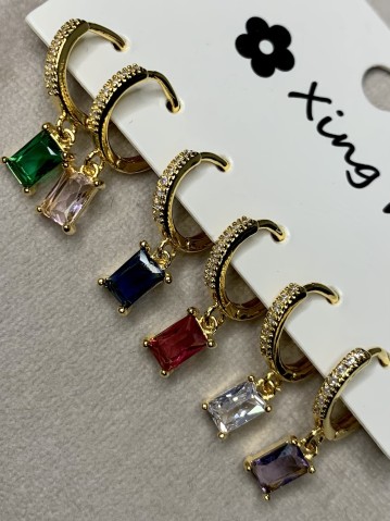 Set 6 orecchini PIETRE COLORATE dorati
