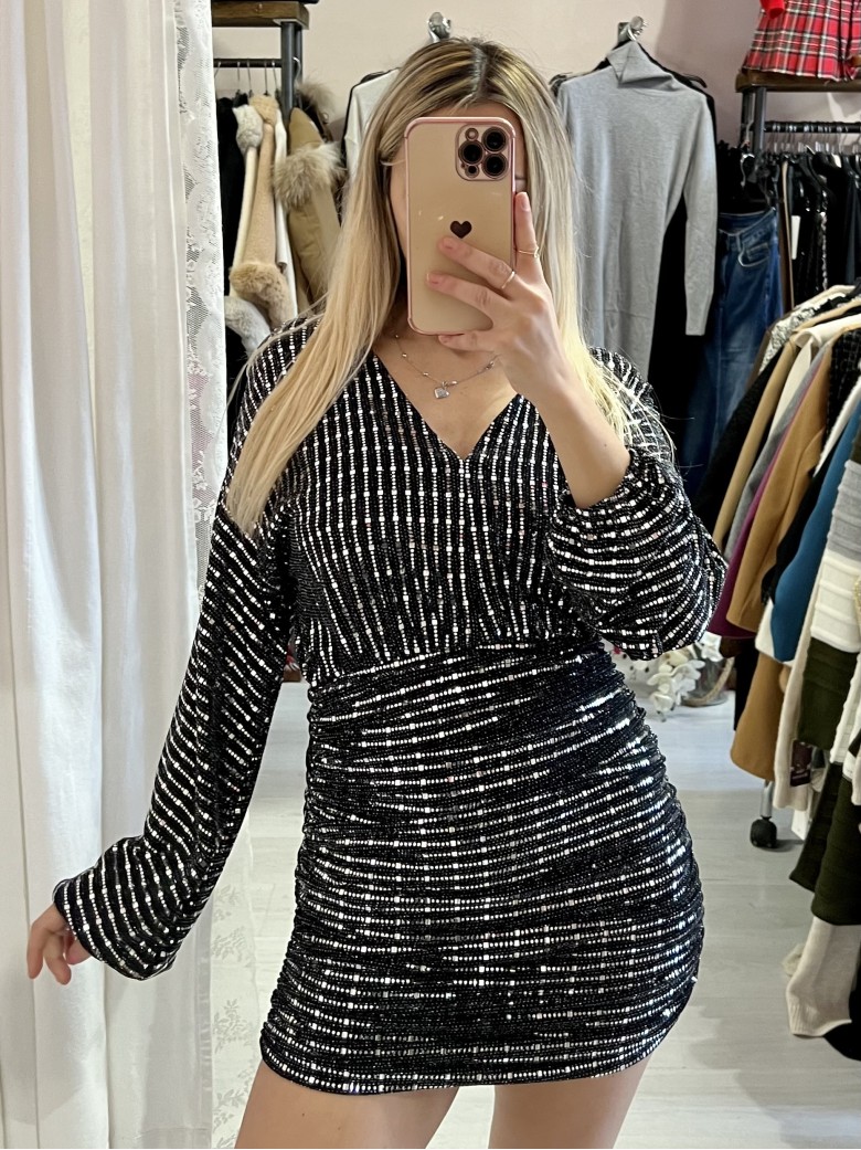 Vestito piastrine argentate nero