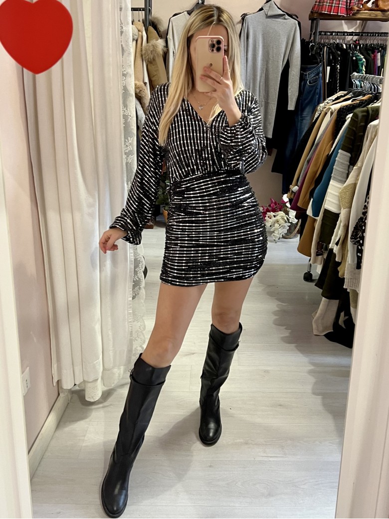 Vestito piastrine argentate nero