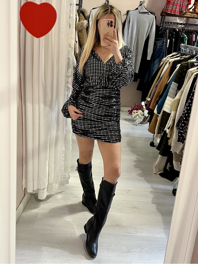 Vestito piastrine argentate nero