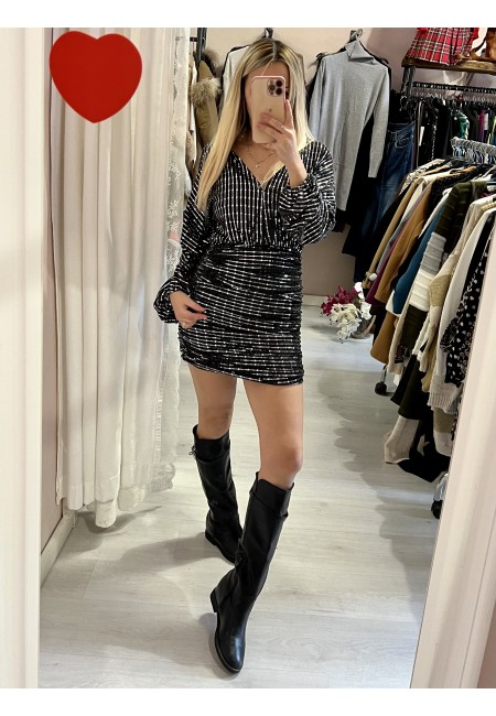 Vestito piastrine argentate nero