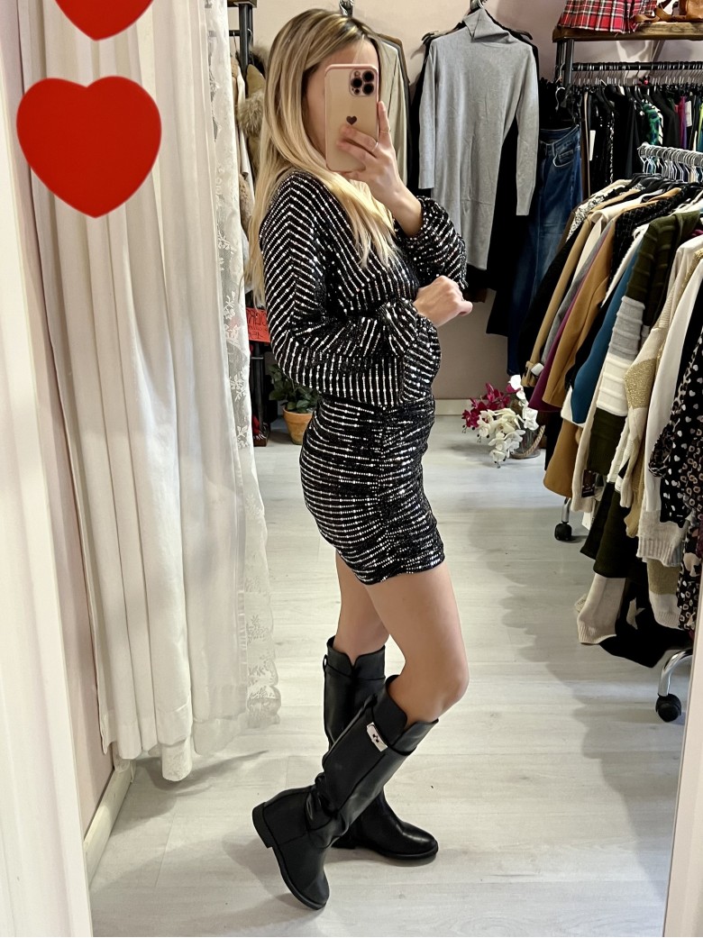 Vestito piastrine argentate nero