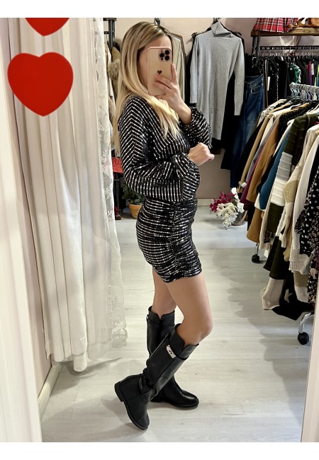 Vestito piastrine argentate nero