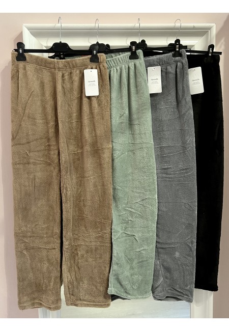 Pantaloni teddy tuta pelosini CALDI felpati verde acqua