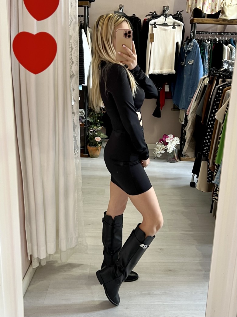 Mini vestito laccio intrecciato nero