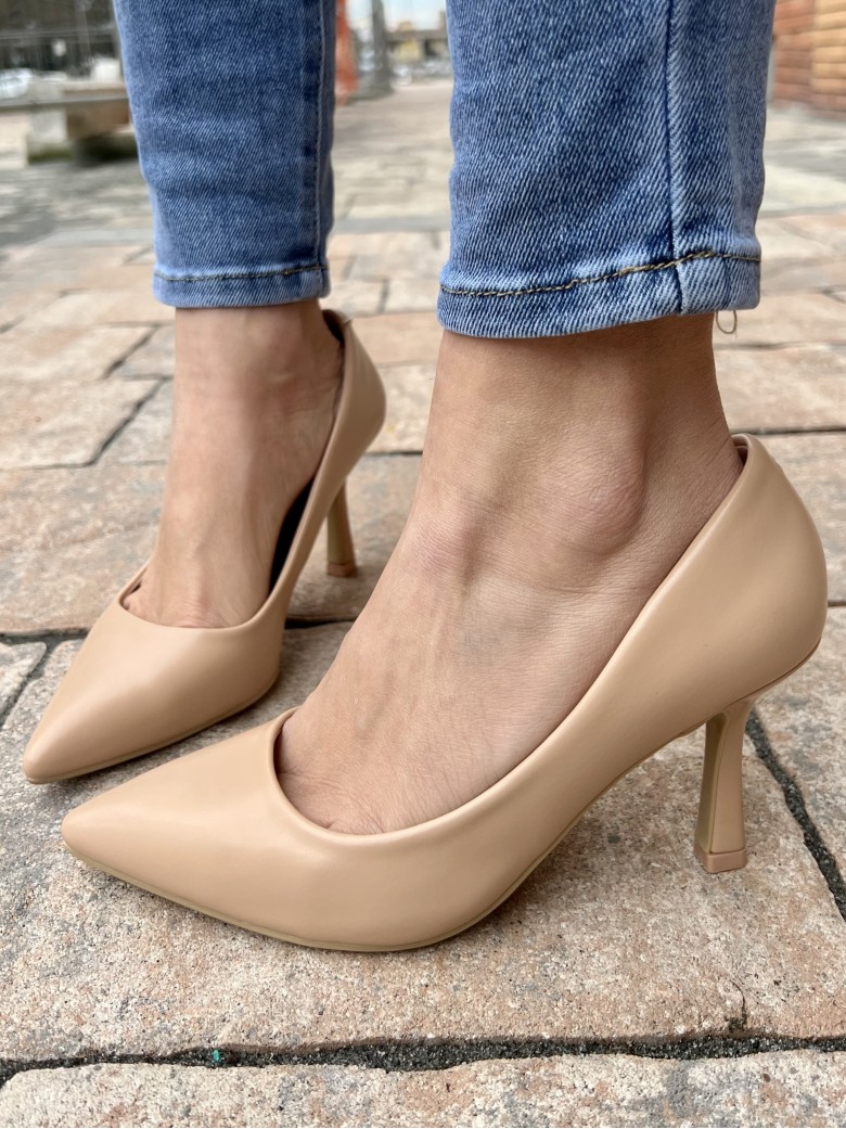 Decoltè a punta pelle NUDE tacco basso BH2376