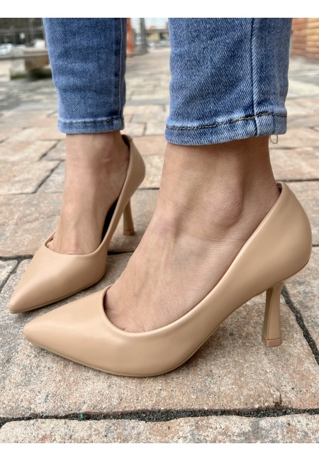 Decoltè a punta pelle NUDE tacco basso BH2376