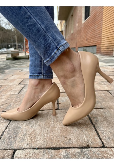 Decoltè a punta pelle NUDE tacco basso BH2376