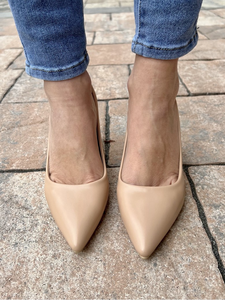 Decoltè a punta pelle NUDE tacco basso BH2376