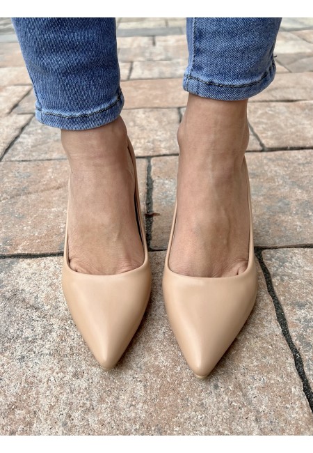 Decoltè a punta pelle NUDE tacco basso BH2376