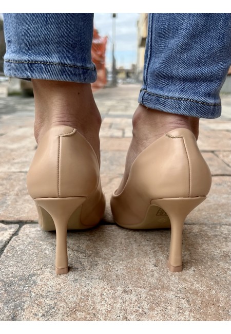 Decoltè a punta pelle NUDE tacco basso BH2376