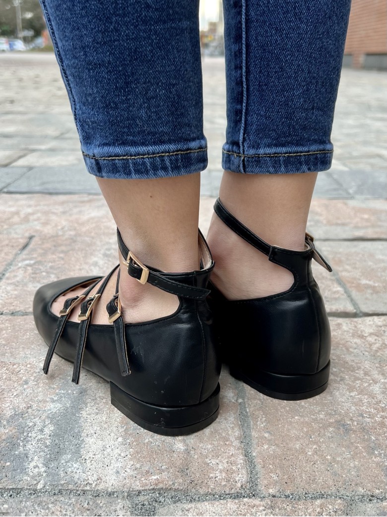 Ballerine multi cinturini NERE