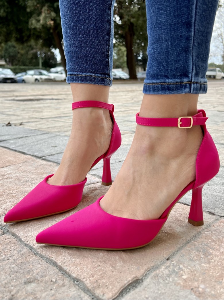 Decoltè a punta cinturino FUCSIA