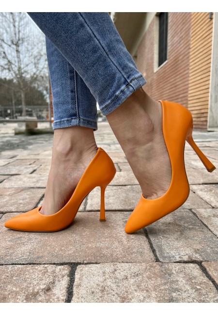 Decoltè a punta pelle ARANCIONI f2983