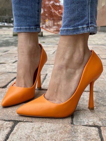Decoltè a punta pelle ARANCIONI f2983
