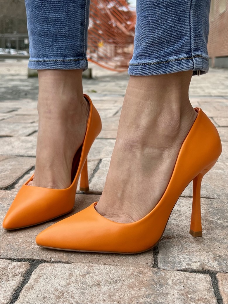 Decoltè a punta pelle ARANCIONI f2983