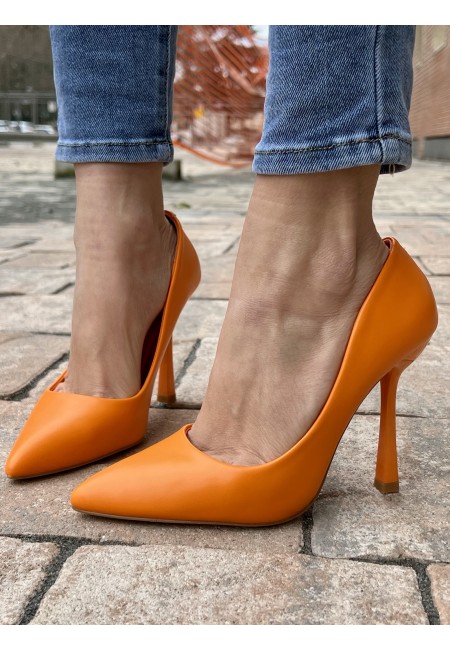 Decoltè a punta pelle ARANCIONI f2983