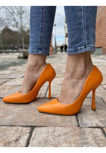 Decoltè a punta pelle ARANCIONI f2983
