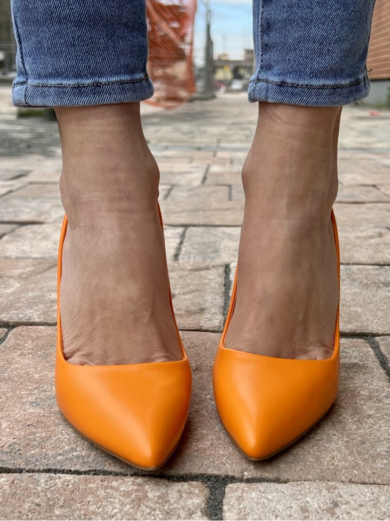 Decoltè a punta pelle ARANCIONI f2983