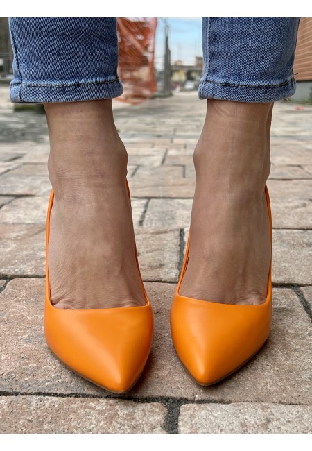 Decoltè a punta pelle ARANCIONI f2983