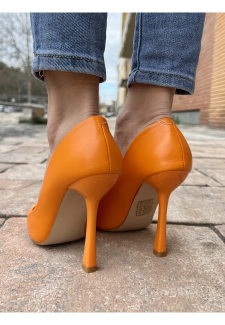 Decoltè a punta pelle ARANCIONI f2983