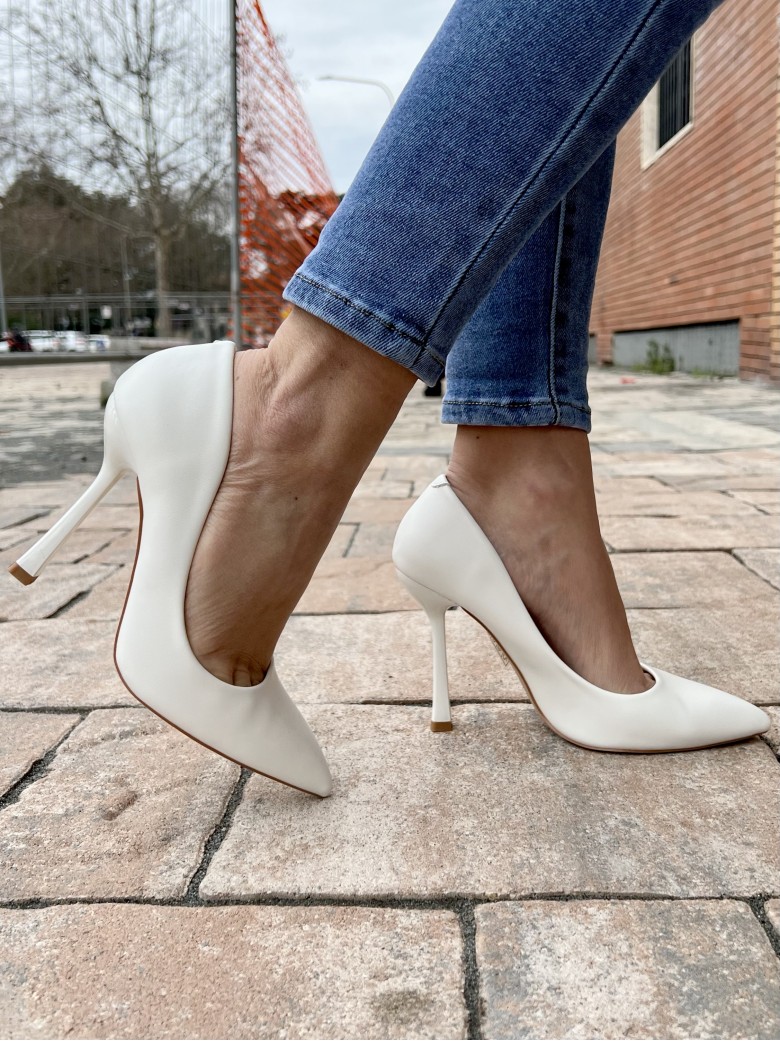 Decoltè a punta pelle BIANCHE f2983