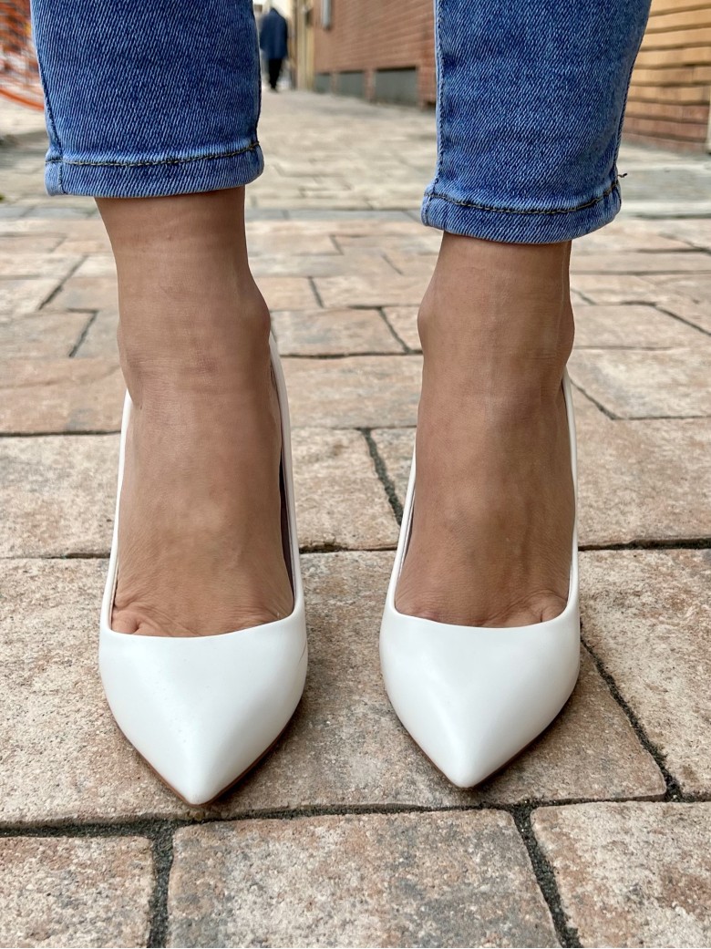 Decoltè a punta pelle BIANCHE f2983