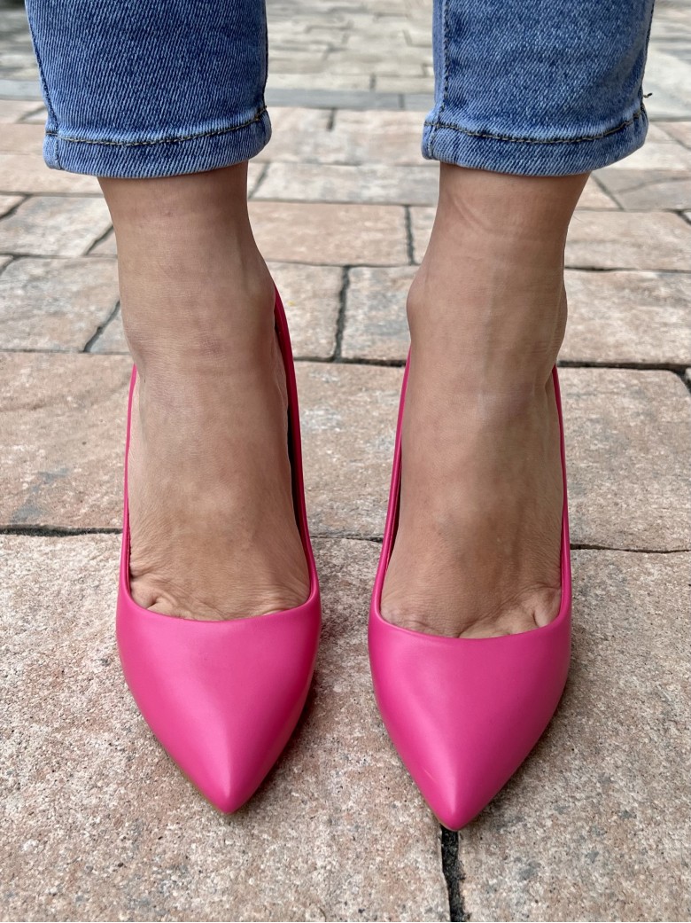 Decoltè a punta pelle FUCSIA f2983