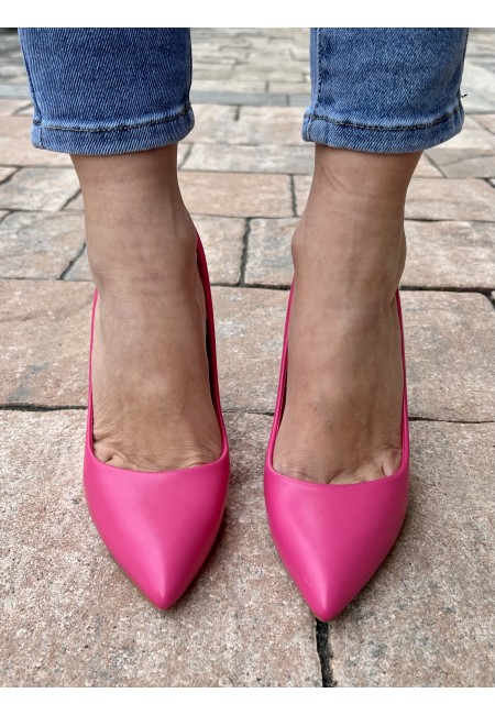 Decoltè a punta pelle FUCSIA f2983