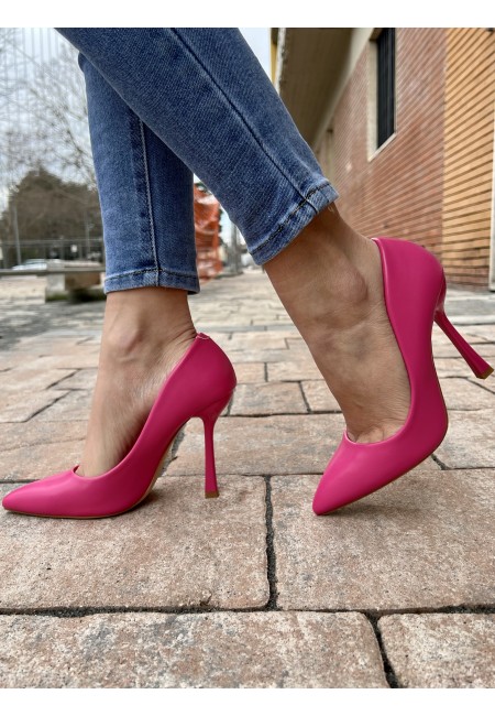 Decoltè a punta pelle FUCSIA f2983