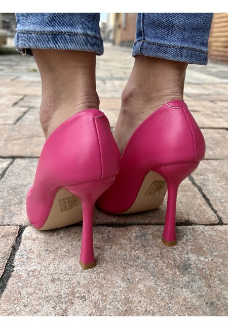 Decoltè a punta pelle FUCSIA f2983