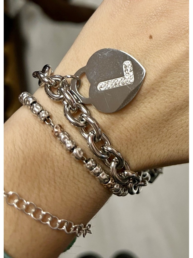 Bracciale iniziale ciondolo a cuore