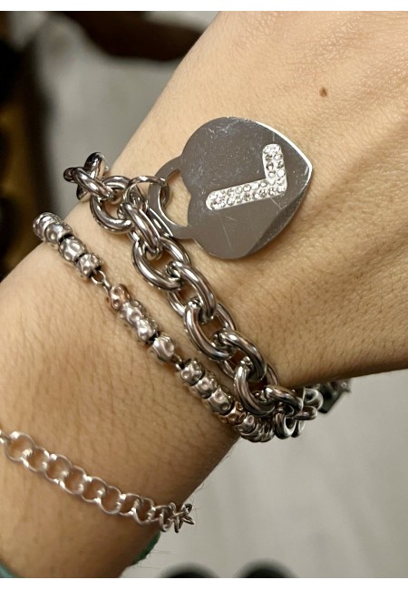 Bracciale iniziale ciondolo a cuore