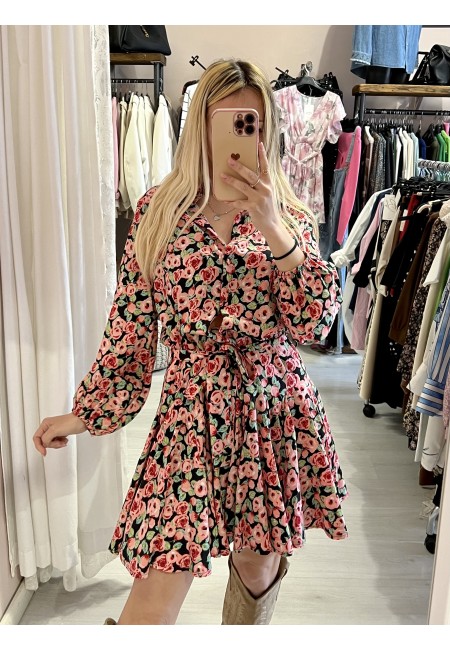 Vestito fiorellini SVOLAZZANTE nero