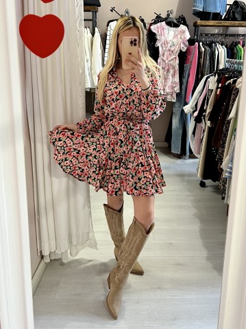 Vestito fiorellini SVOLAZZANTE nero 2