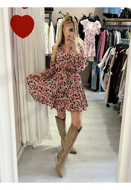 Vestito fiorellini SVOLAZZANTE nero