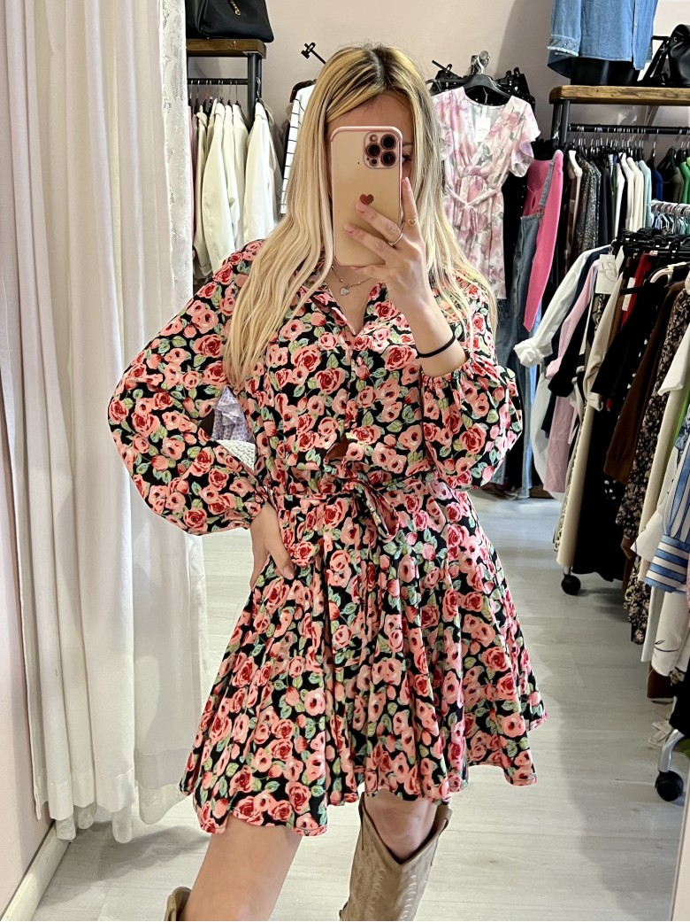 Vestito fiorellini SVOLAZZANTE nero