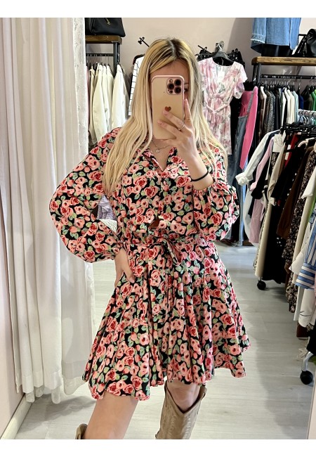 Vestito fiorellini SVOLAZZANTE nero