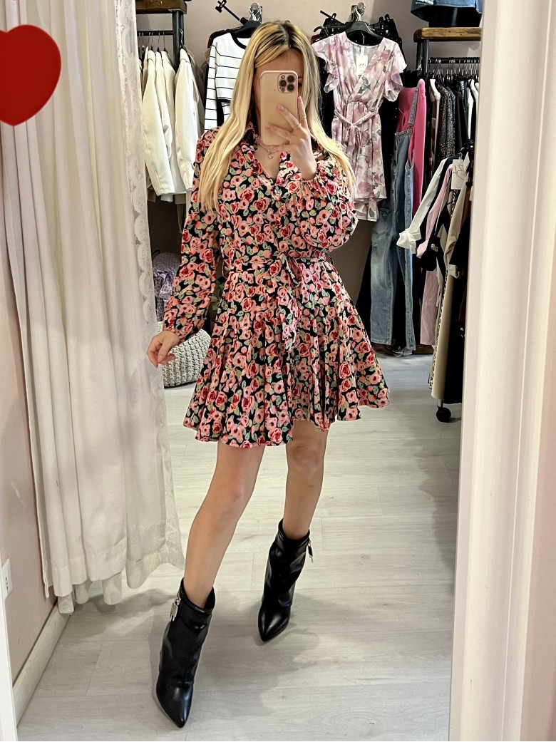 Vestito fiorellini SVOLAZZANTE nero