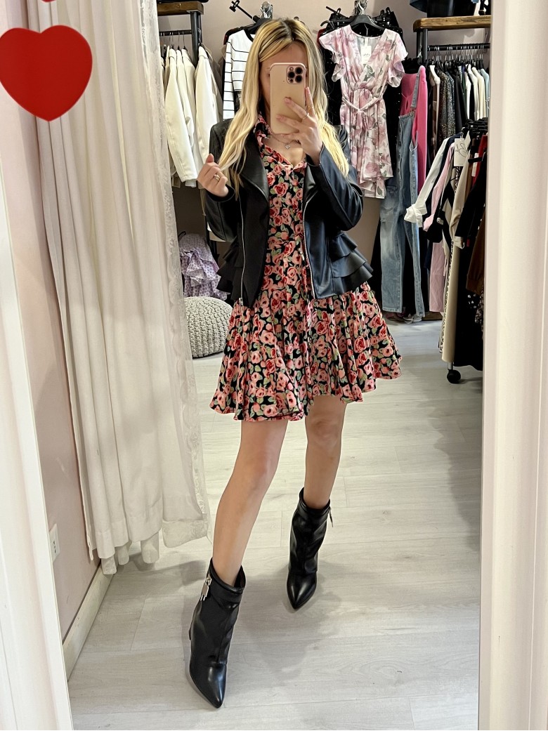 Vestito fiorellini SVOLAZZANTE nero