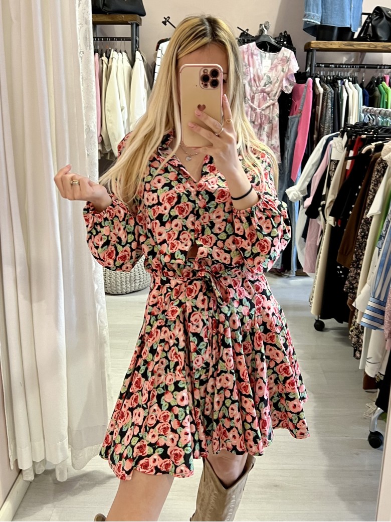 Vestito fiorellini SVOLAZZANTE nero