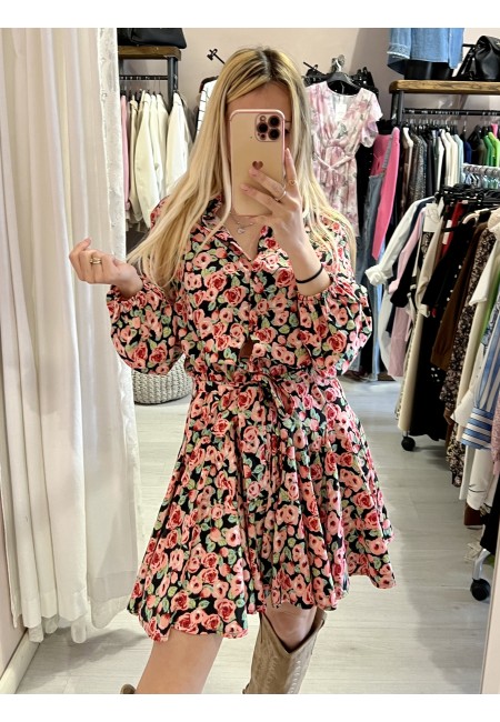 Vestito fiorellini SVOLAZZANTE nero