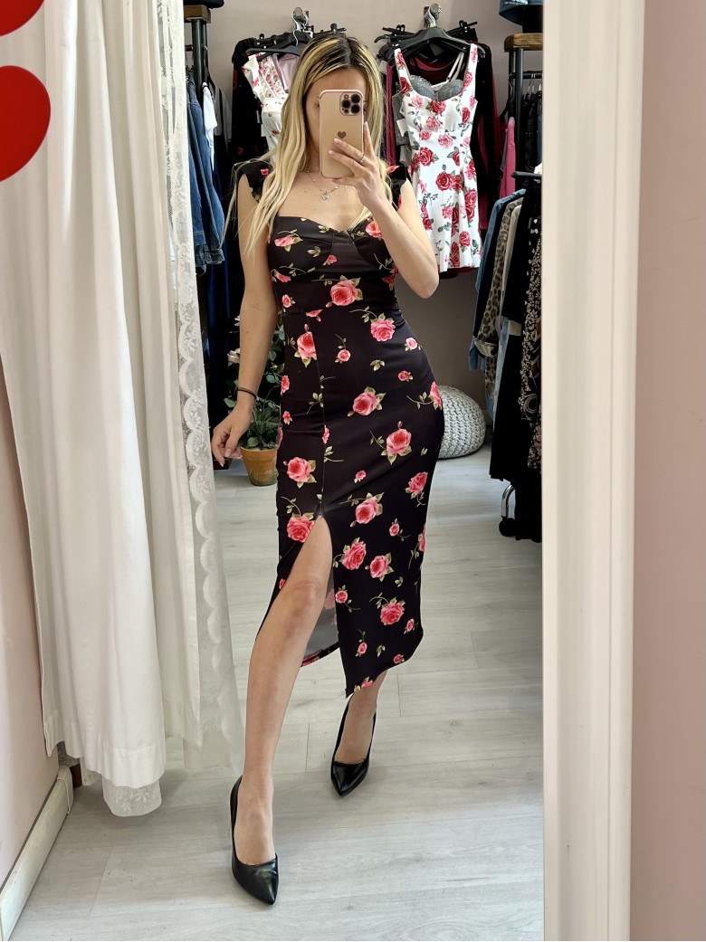 Vestito WOMAN spacco nero rose