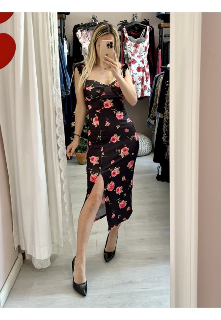 Vestito WOMAN spacco nero rose